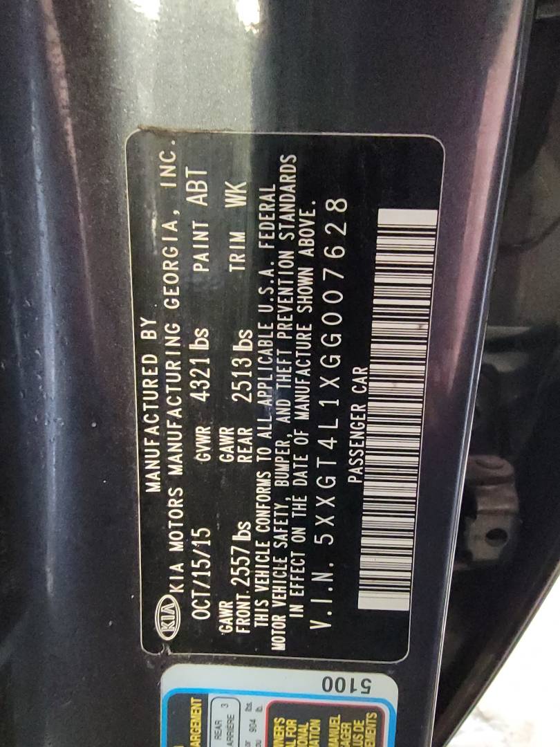2016 KIA OPTIMA — 107944 Miles — Lot G007628 — Main - Marhaba Auctions Used Cars - Image 9