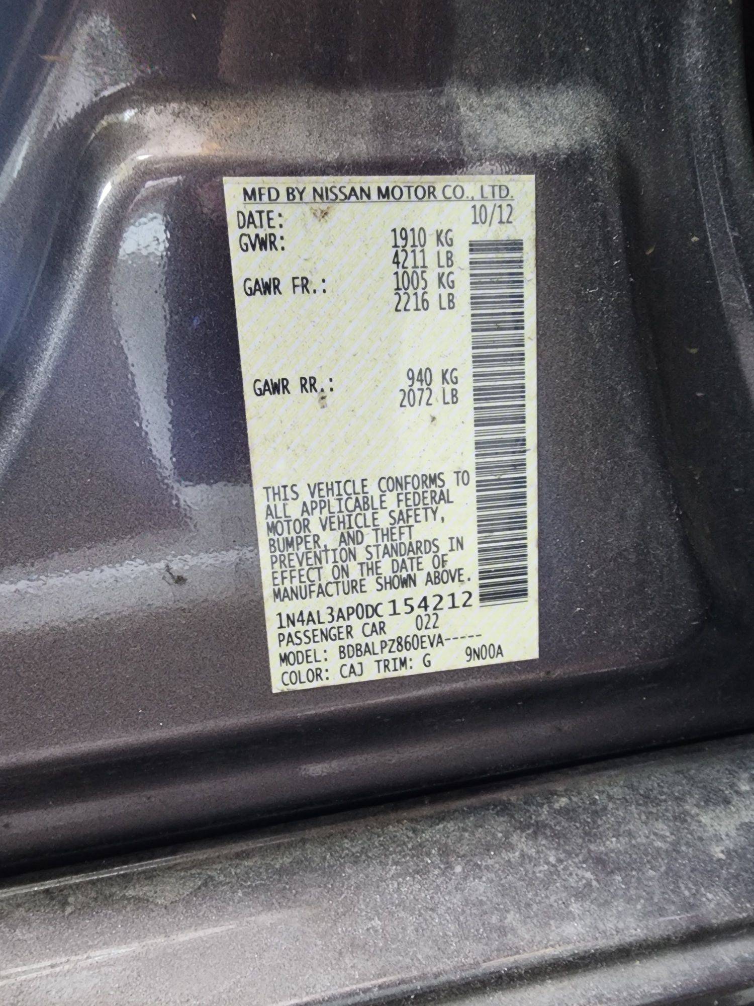 2013 NISSAN ALTIMA — 203776 Miles — Lot 39241360 — Souq - Marhaba Auctions Used Cars - Image 9
