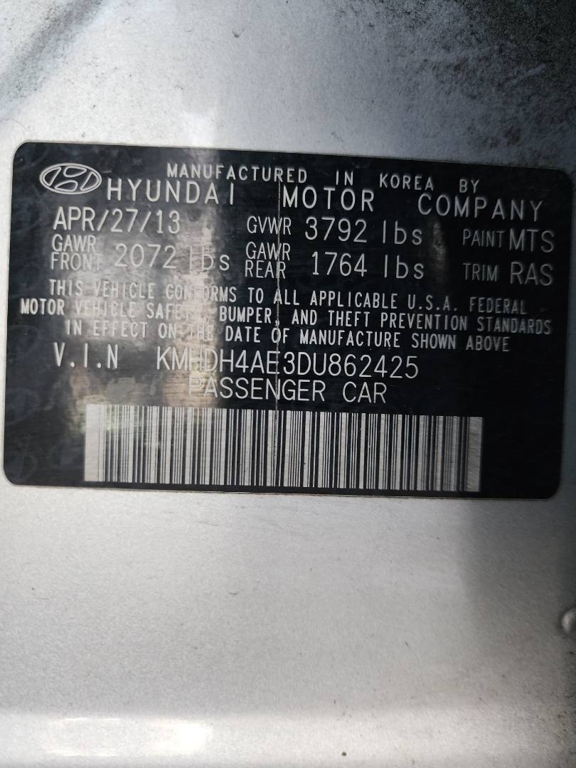 2013 HYUNDAI ELANTRA — 182358 Miles — Lot DU862425 - Marhaba Auctions Used Cars - Image 8