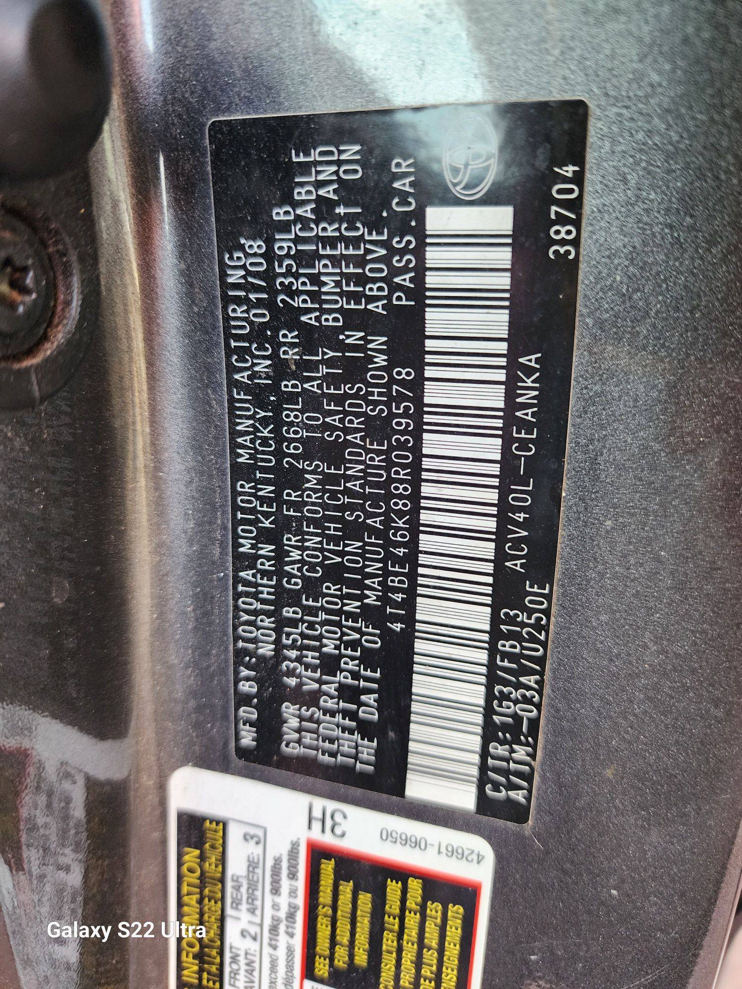 2008 TOYOTA CAMRY — 179577 Miles — Lot 40421114 - Marhaba Auctions Used Cars - Image 10