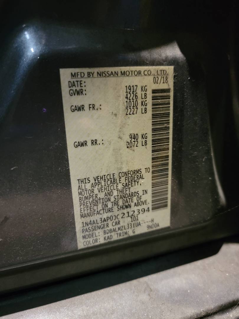 2018 NISSAN ALTIMA — 128734 Miles — Lot 38130260 - Marhaba Auctions Used Cars - Image 9