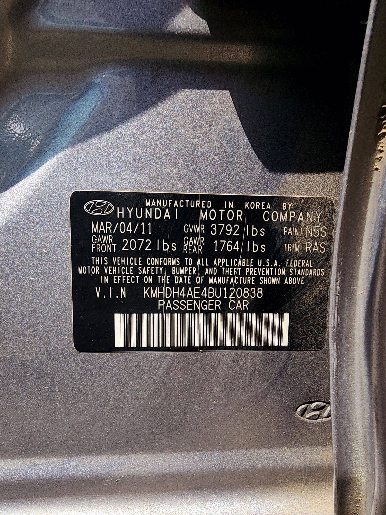 2011 HYUNDAI ELANTRA — 196581 Miles — Lot BU120838 — Souq - Marhaba Auctions Used Cars - Image 10
