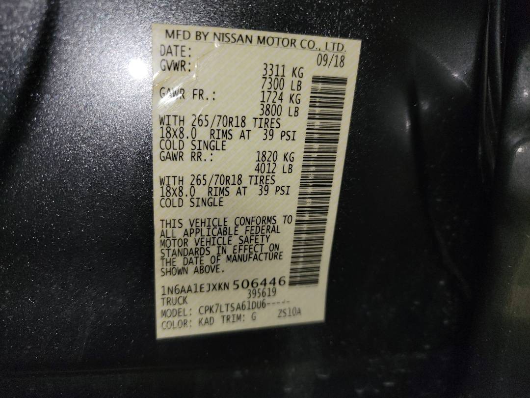 2019 NISSAN TITAN SV — 39704 Miles — Lot N506446 - Marhaba Auctions Used Cars - Image 9