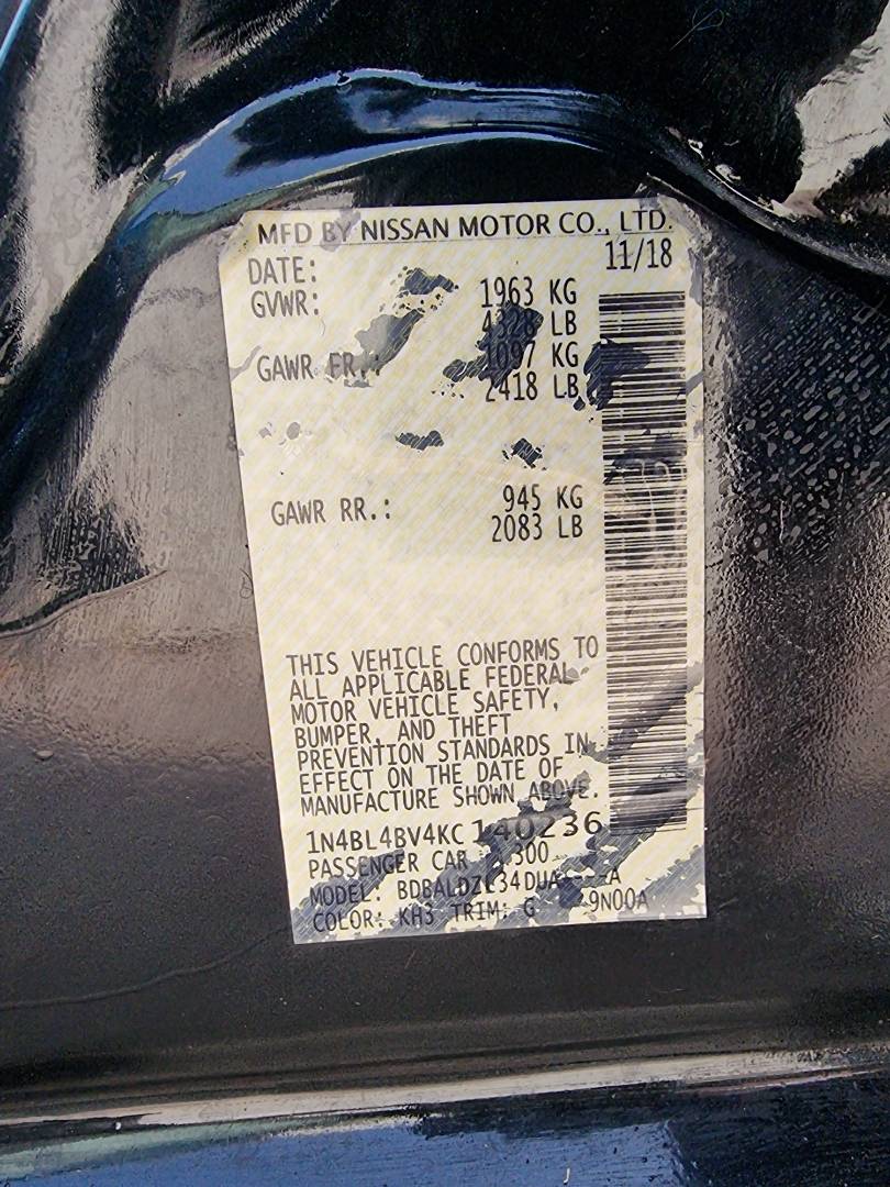 2019 NISSAN ALTIMA — 83141 Miles — Lot 0125487 — Souq - Marhaba Auctions Used Cars - Image 9