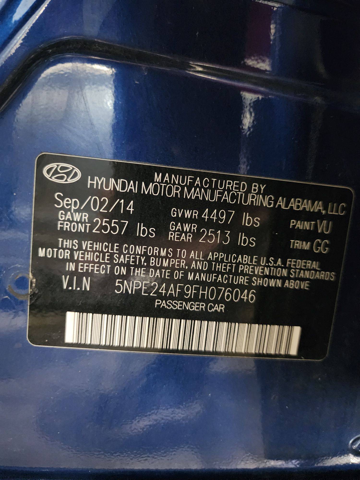2015 HYUNDAI SONATA — 183337 Miles — Lot 076046 — Al Quoz - Marhaba Auctions Used Cars - Image 12