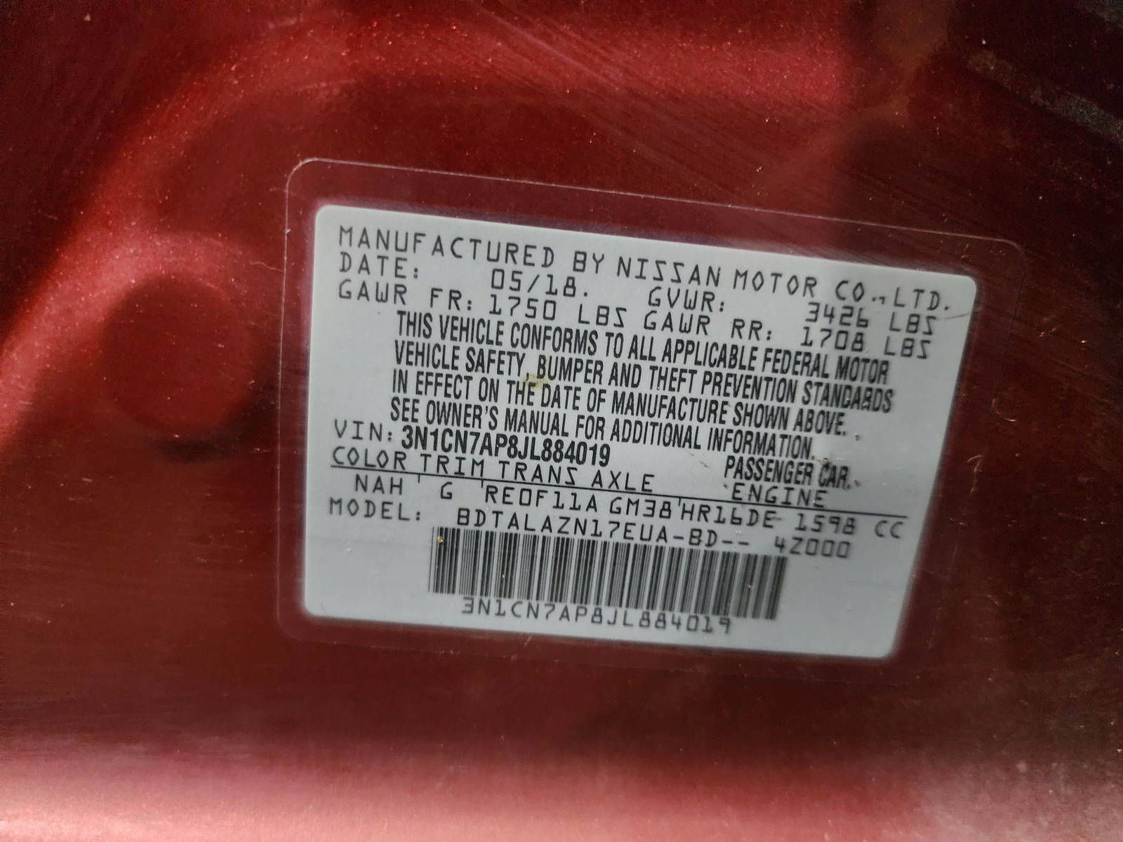 2018 NISSAN VERSA — 120137 Miles — Lot 40623049 — Al Quoz - Marhaba Auctions Used Cars - Image 10