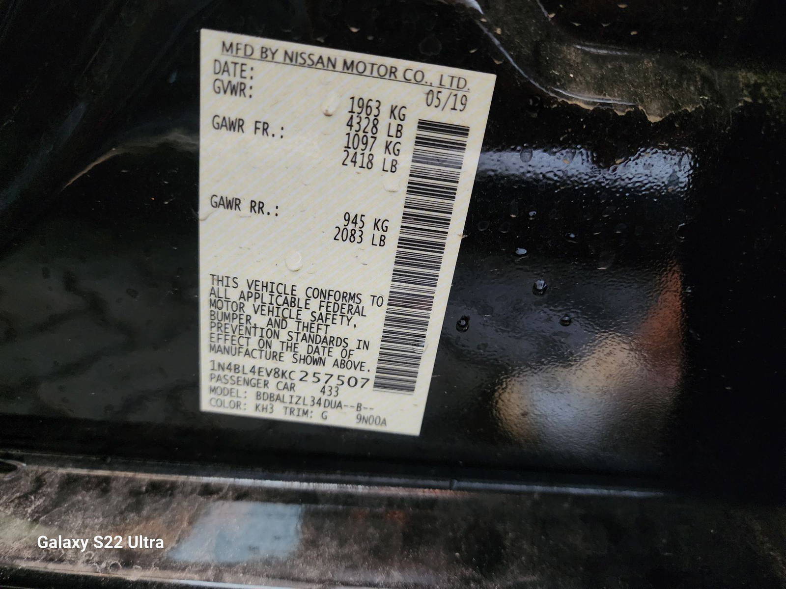 2019 NISSAN ALTIMA — 93285 Miles — Lot 38240809 - Marhaba Auctions Used Cars - Image 11