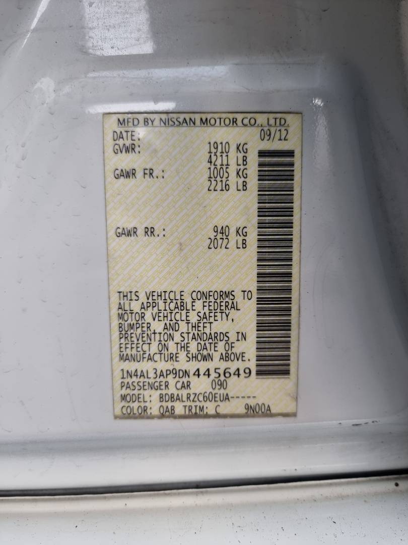 2013 NISSAN ALTIMA — 185023 Miles — Lot 67244174 — Ind. 12 - Marhaba Auctions Used Cars - Image 9