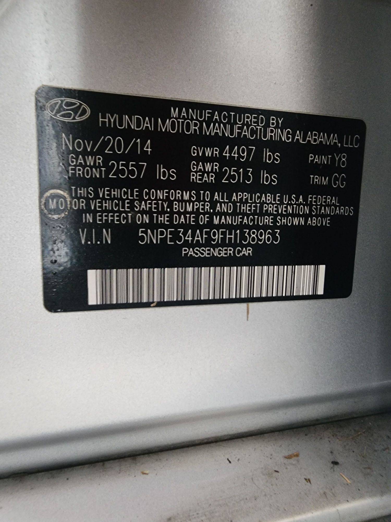 2015 HYUNDAI SONATA SPORT — 167371 Miles — Lot 41055704 — Al Quoz - Marhaba Auctions Used Cars - Image 10