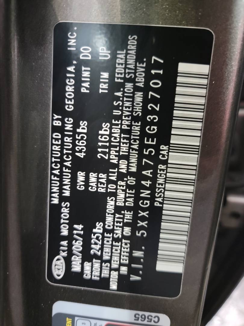 2014 KIA OPTIMA — 194876 Miles — Lot G327017 - Marhaba Auctions Used Cars - Image 9