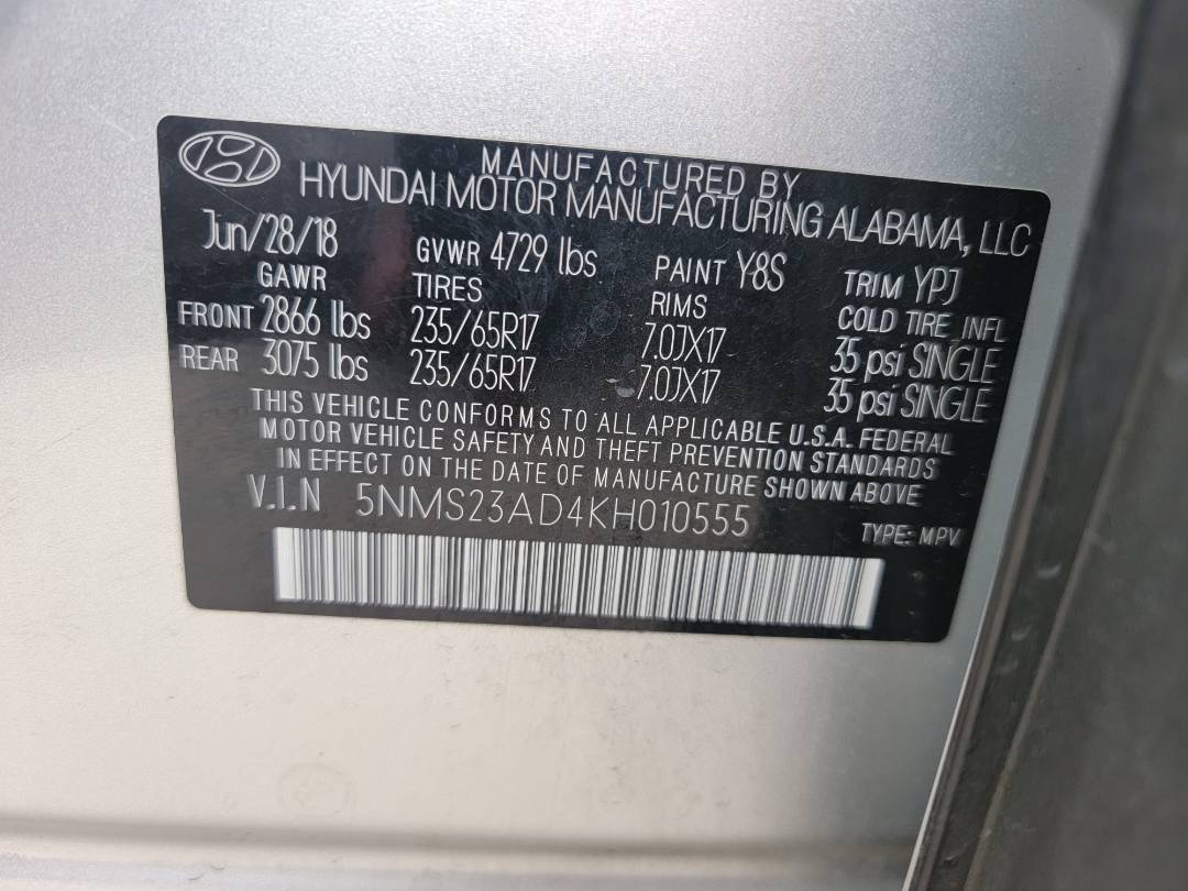 2019 HYUNDAI SANTA FE — 46600 Miles — Lot 69370993 - Marhaba Auctions Used Cars - Image 10