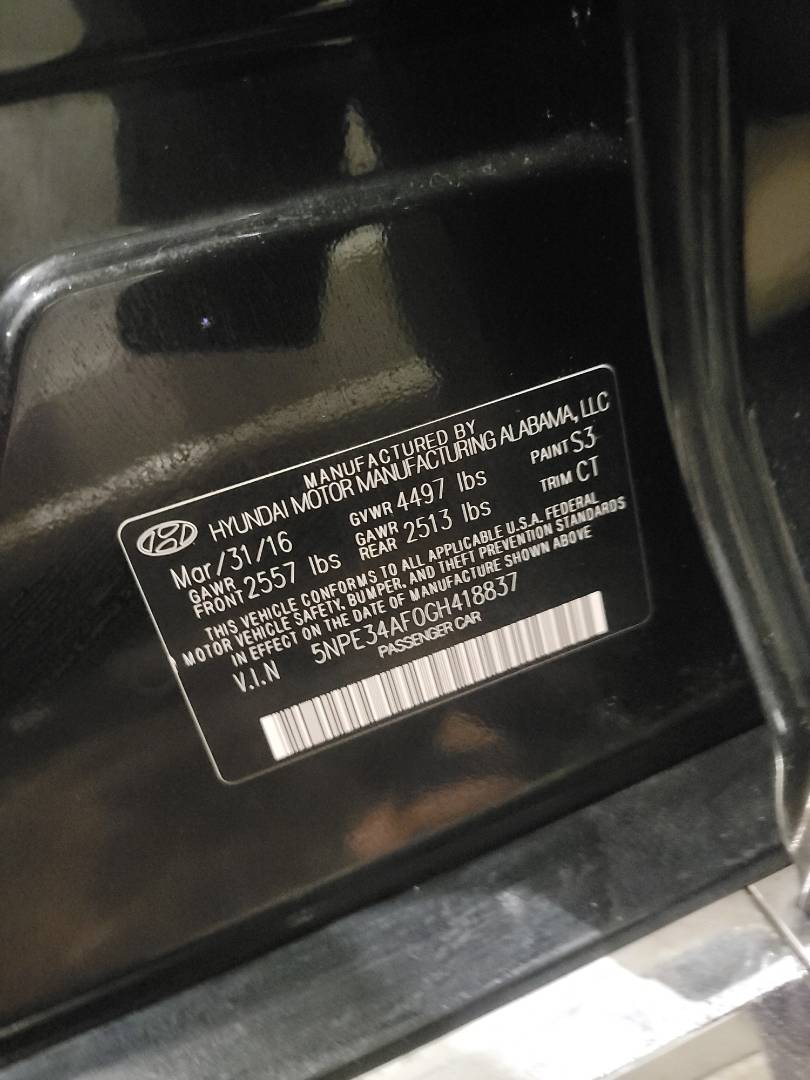 2016 HYUNDAI SONATA — 168808 Miles — Lot H418837 — Main - Marhaba Auctions Used Cars - Image 10