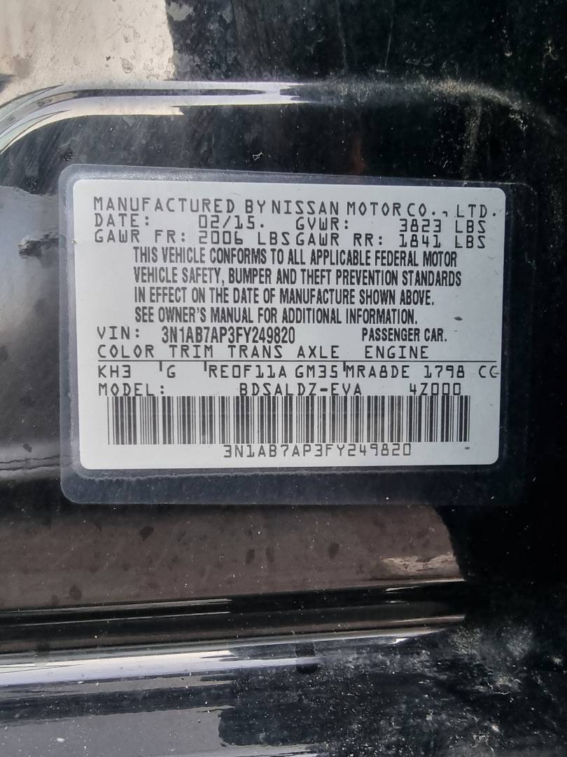2015 NISSAN SENTRA — 177869 Miles — Lot 125487 — Ind. 12 - Marhaba Auctions Used Cars - Image 9