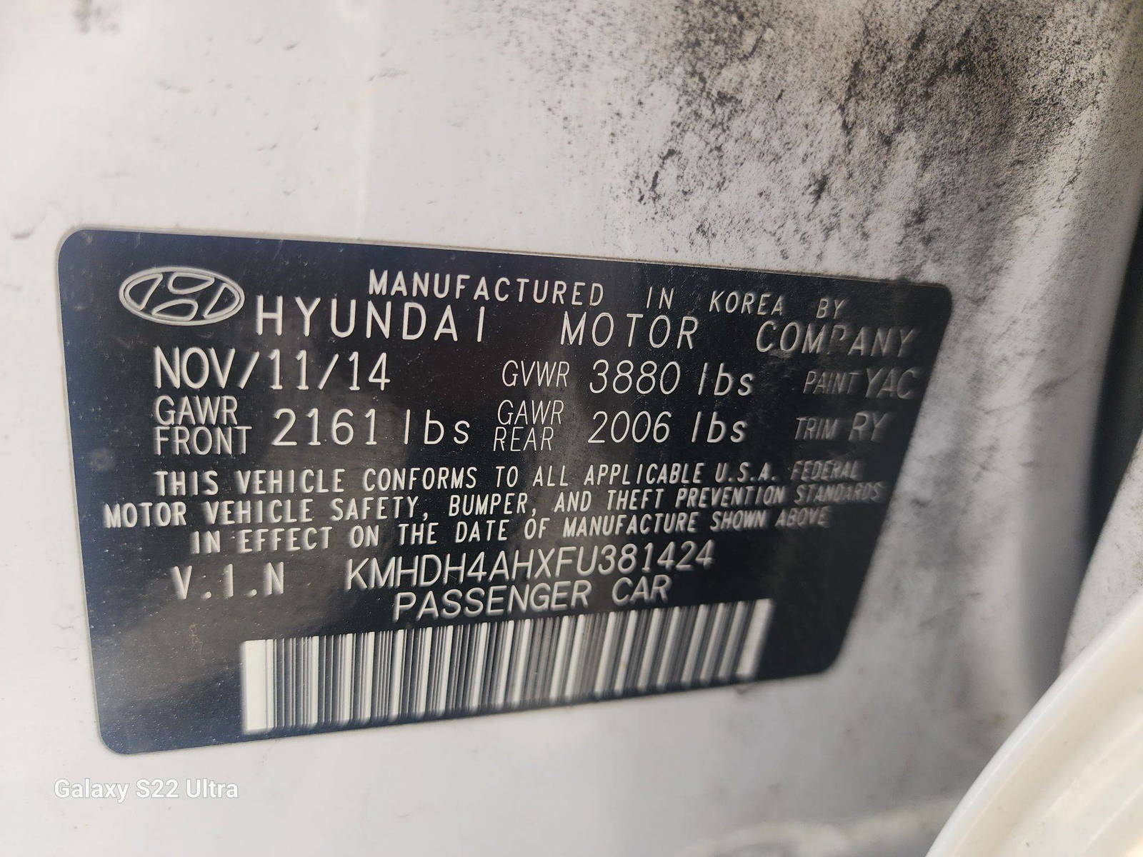 2015 HYUNDAI ELANTRA — 131703 Miles — Lot 40073214 - Marhaba Auctions Used Cars - Image 8