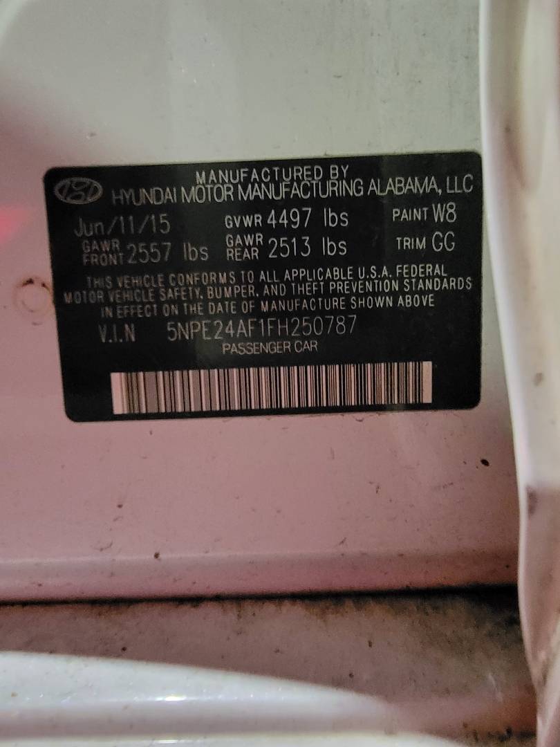 2015 HYUNDAI SONATA — 148850 Miles — Lot F1FH250787 — Main - Marhaba Auctions Used Cars - Image 9