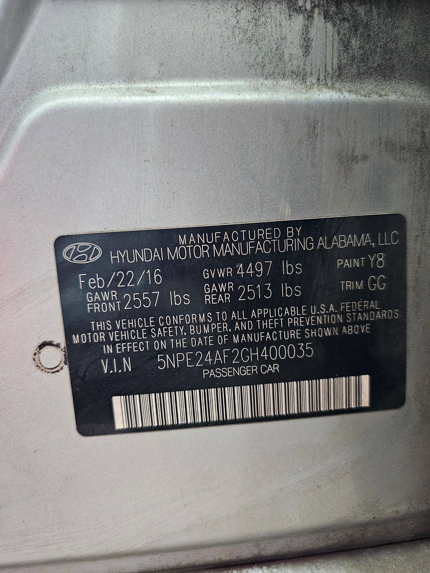 2016 HYUNDAI SONATA — 152292 Miles — Lot 42428431 — Souq - Marhaba Auctions Used Cars - Image 9