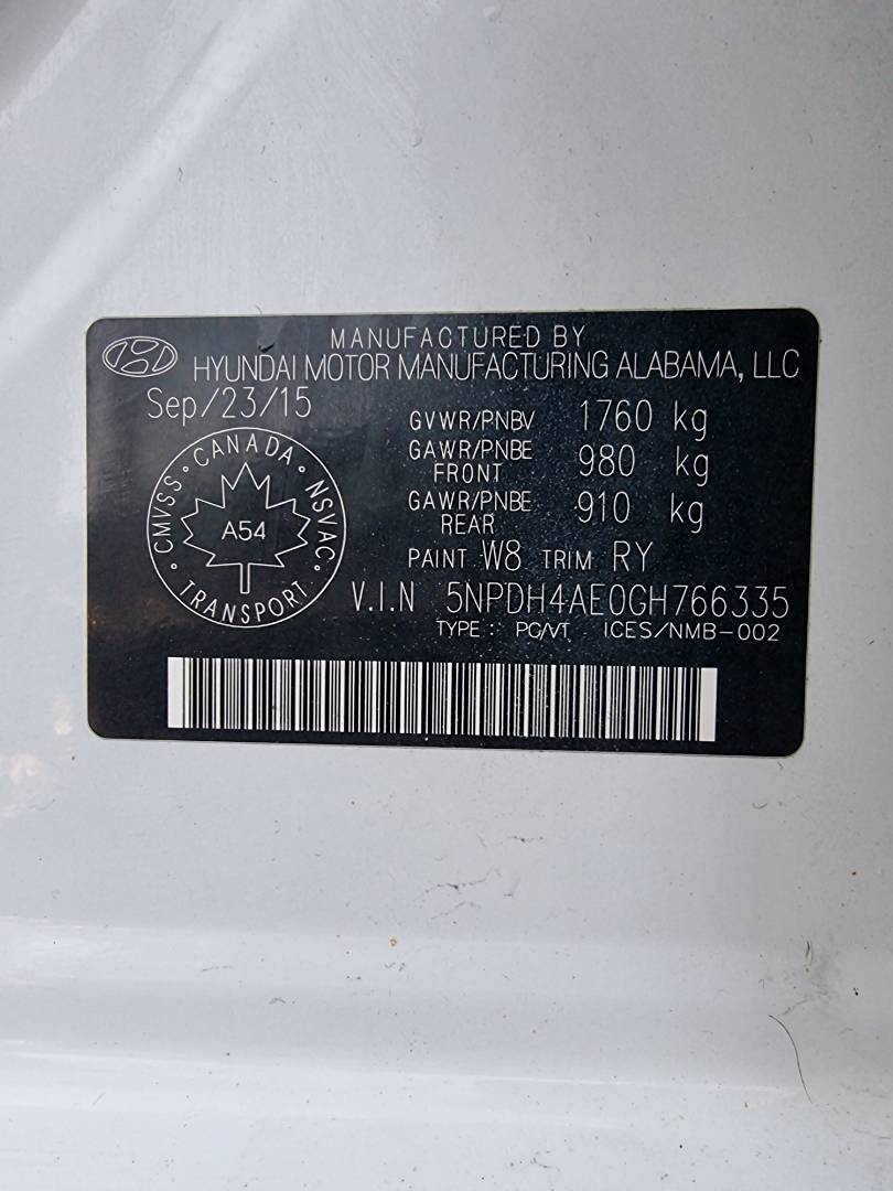 2016 HYUNDAI ELANTRA — 155210 KM — Lot 215487 — Ind. 12 - Marhaba Auctions Used Cars - Image 9