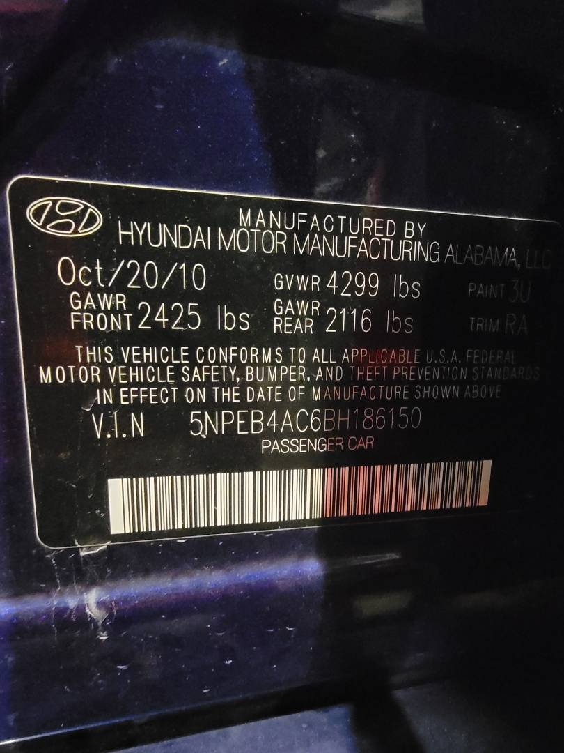 2011 HYUNDAI SONATA — 99050 Miles — Lot 186150 - Marhaba Auctions Used Cars - Image 3