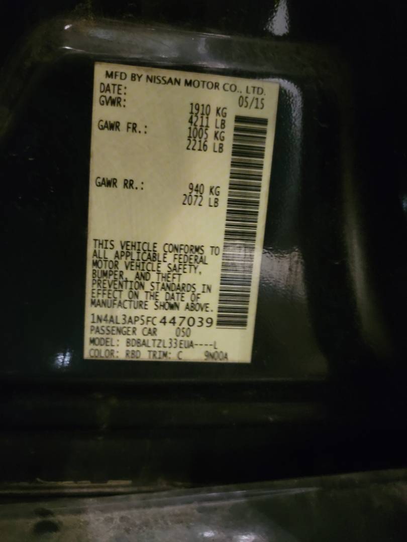 2015 NISSAN ALTIMA — 187187 Miles — Lot FC447039 — Main - Marhaba Auctions Used Cars - Image 8