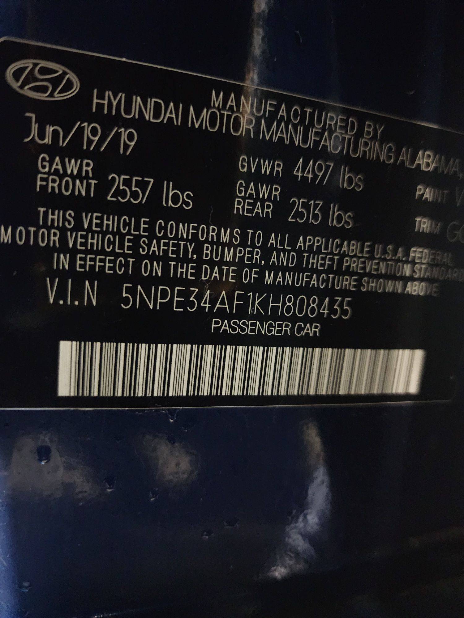 2019 HYUNDAI SONATA — 36846 Miles — Lot 37721402 - Marhaba Auctions Used Cars - Image 3