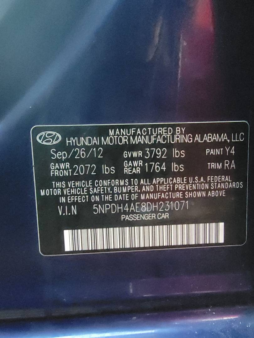 2013 HYUNDAI ELANTRA — 259108 Miles — Lot E8DH231071 — Main - Marhaba Auctions Used Cars - Image 10