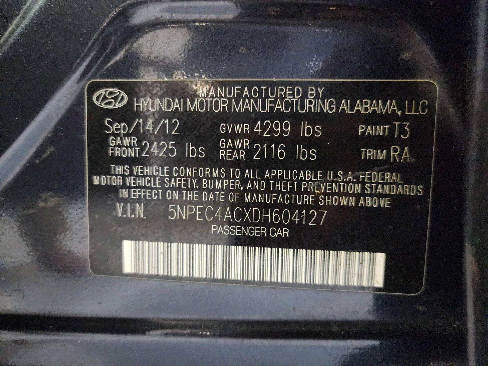 2013 HYUNDAI SONATA — 231885 Miles — Lot 39606991 — Al Quoz - Marhaba Auctions Used Cars - Image 11