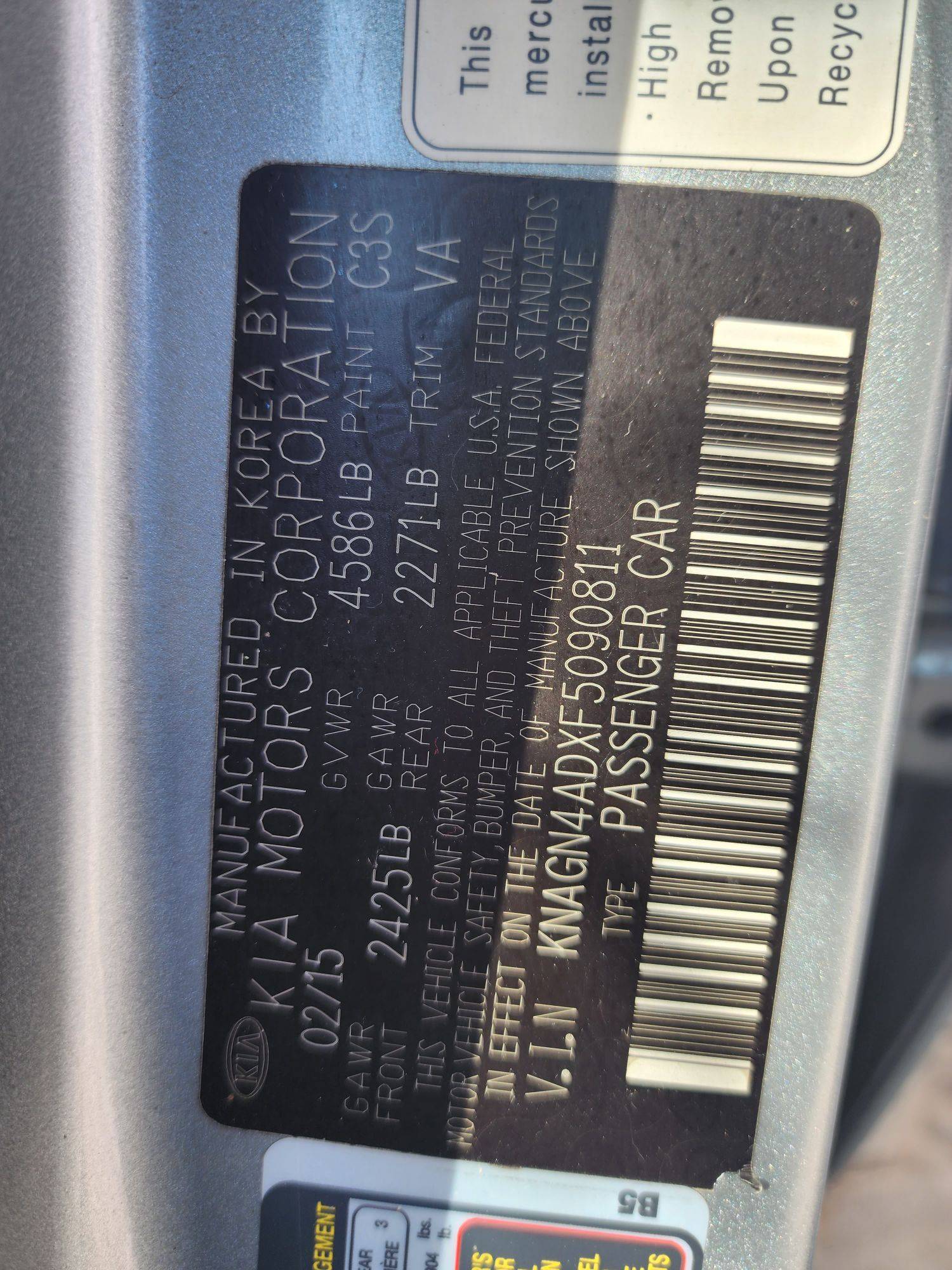 2015 KIA OPTIMA — 189149 Miles — Lot 67282723 - Marhaba Auctions Used Cars - Image 3