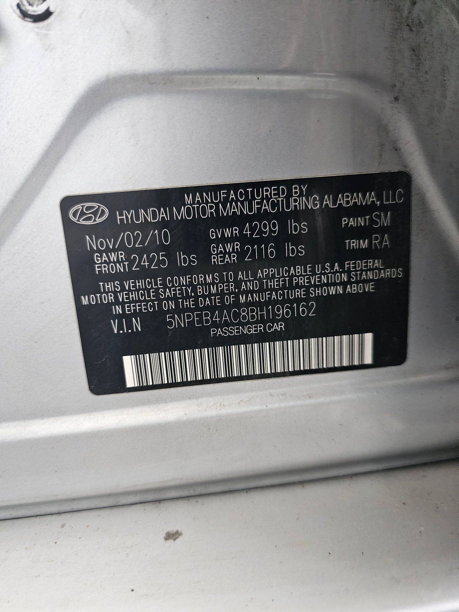 2011 HYUNDAI SONATA — 207512 Miles — Lot C8BH196162 — Main - Marhaba Auctions Used Cars - Image 9