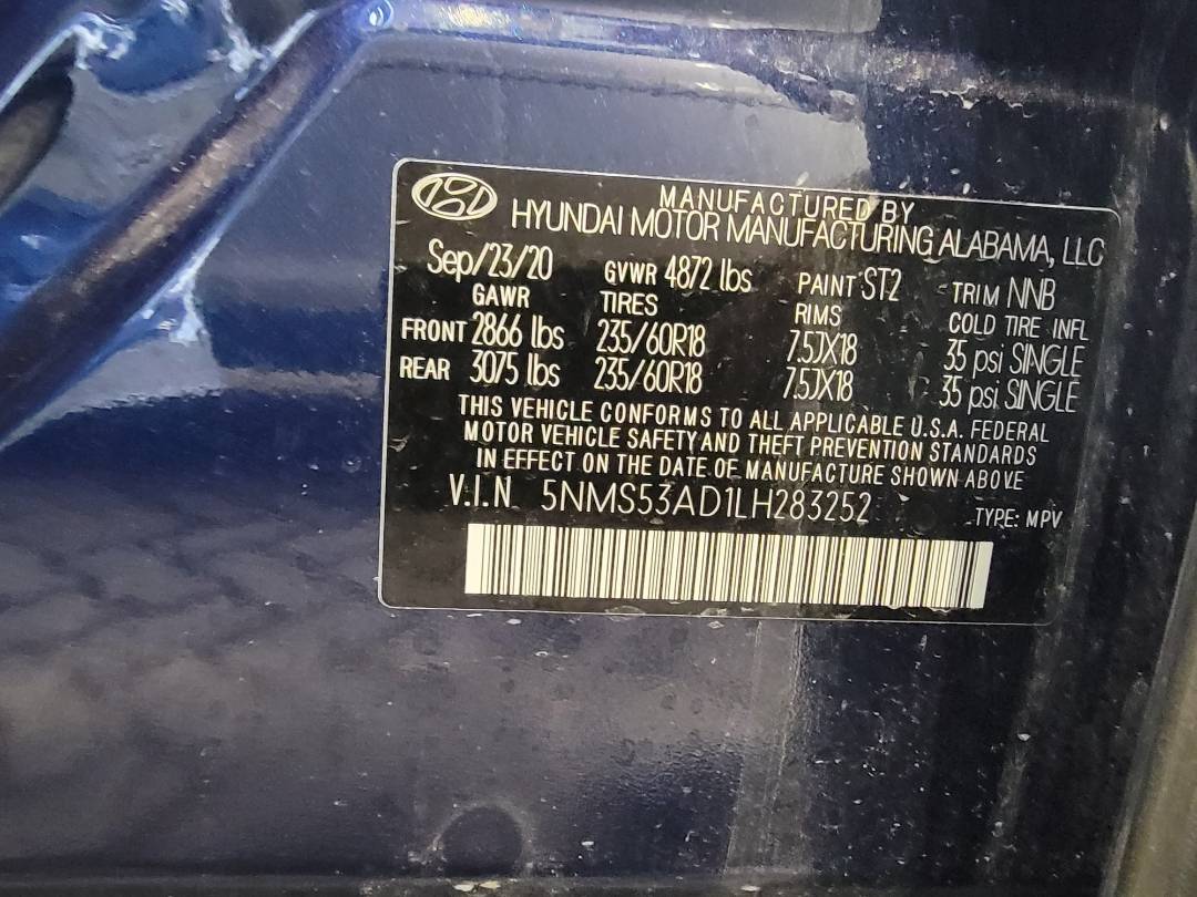 2020 HYUNDAI SANTA FE — 39452 Miles — Lot H283252 — Main - Marhaba Auctions Used Cars - Image 10