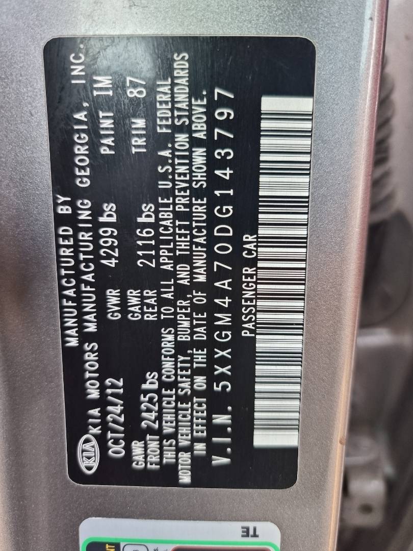 2013 KIA OPTIMA — 181056 Miles — Lot 01215487 — Souq - Marhaba Auctions Used Cars - Image 9