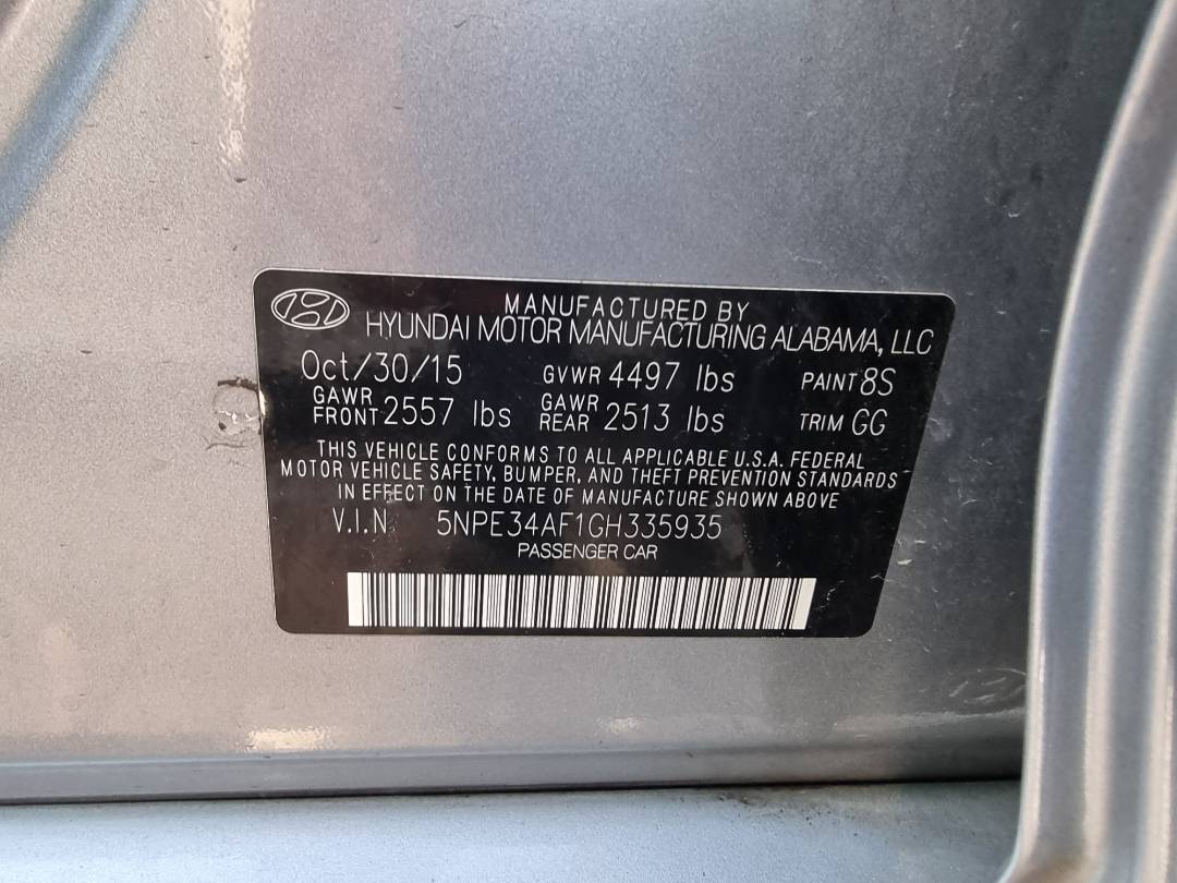 2016 HYUNDAI SONATA — 101337 Miles — Lot 145874 - Marhaba Auctions Used Cars - Image 4