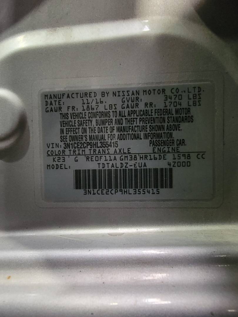 2017 NISSAN VERSA NOTE — 127653 Miles — Lot 42668704 — Main - Marhaba Auctions Used Cars - Image 10