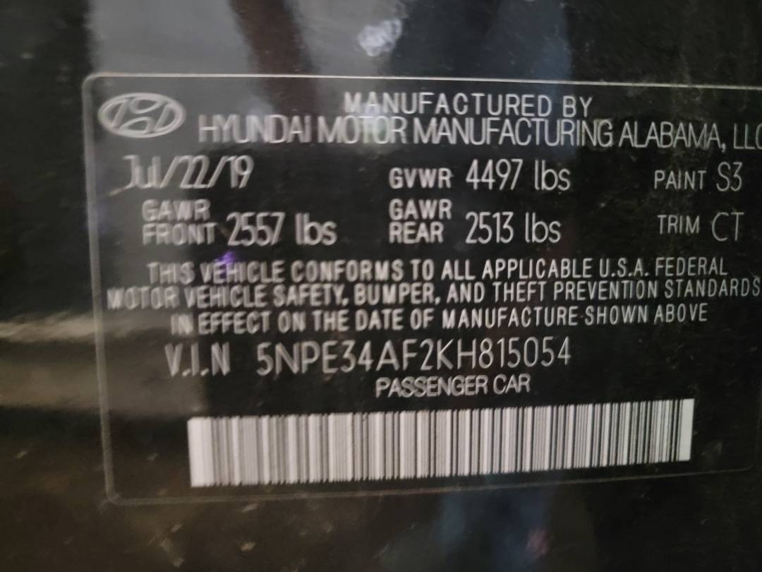 2019 HYUNDAI SONATA — 119553 Miles — Lot 38338826 — Main - Marhaba Auctions Used Cars - Image 9