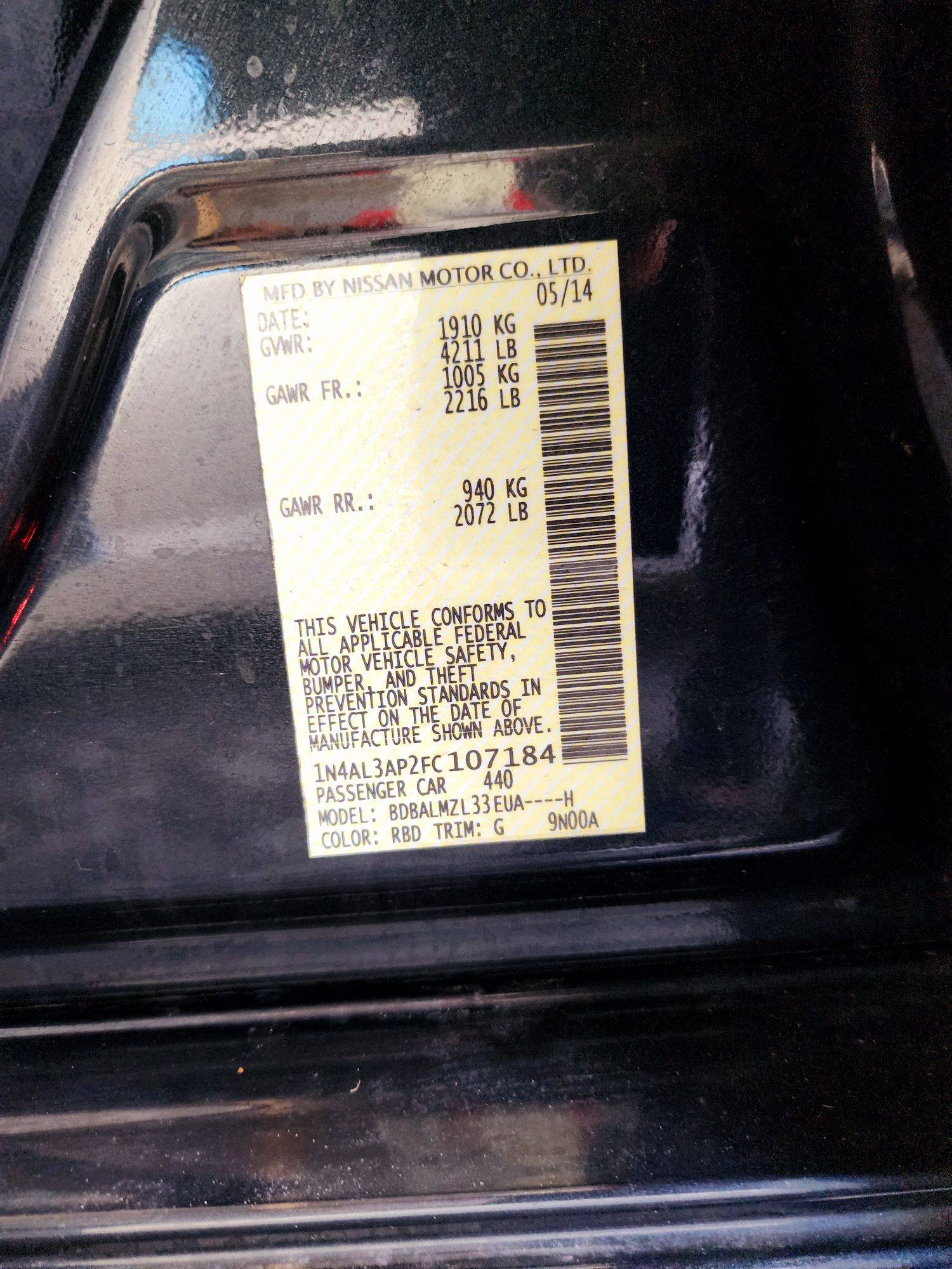 2015 NISSAN ALTIMA — 170132 Miles — Lot 72538514 — Souq - Marhaba Auctions Used Cars - Image 10