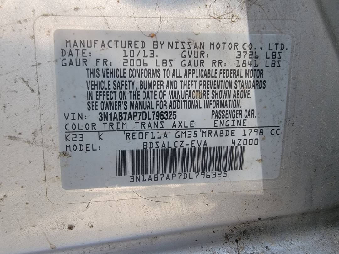 2013 NISSAN SENTRA — 184863 Miles — Lot 796325 — Main - Marhaba Auctions Used Cars - Image 7