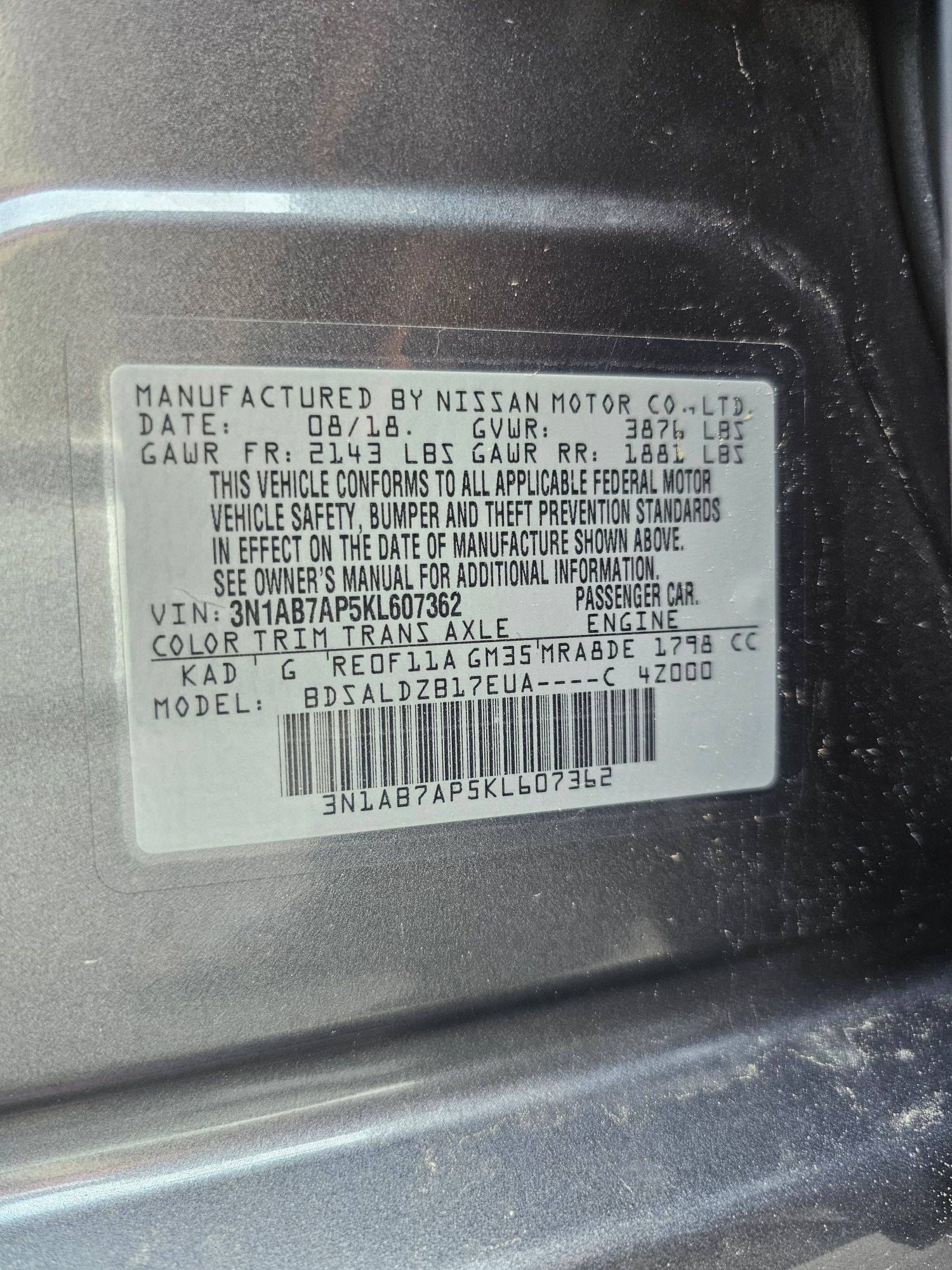 2019 NISSAN SENTRA — 88311 Miles — Lot 5KL607362 — Souq - Marhaba Auctions Used Cars - Image 9