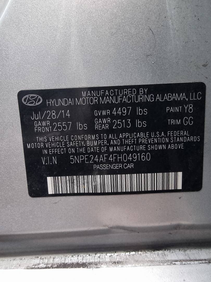 2015 HYUNDAI SONATA — 131866 Miles — Lot 0125487 — Souq - Marhaba Auctions Used Cars - Image 9