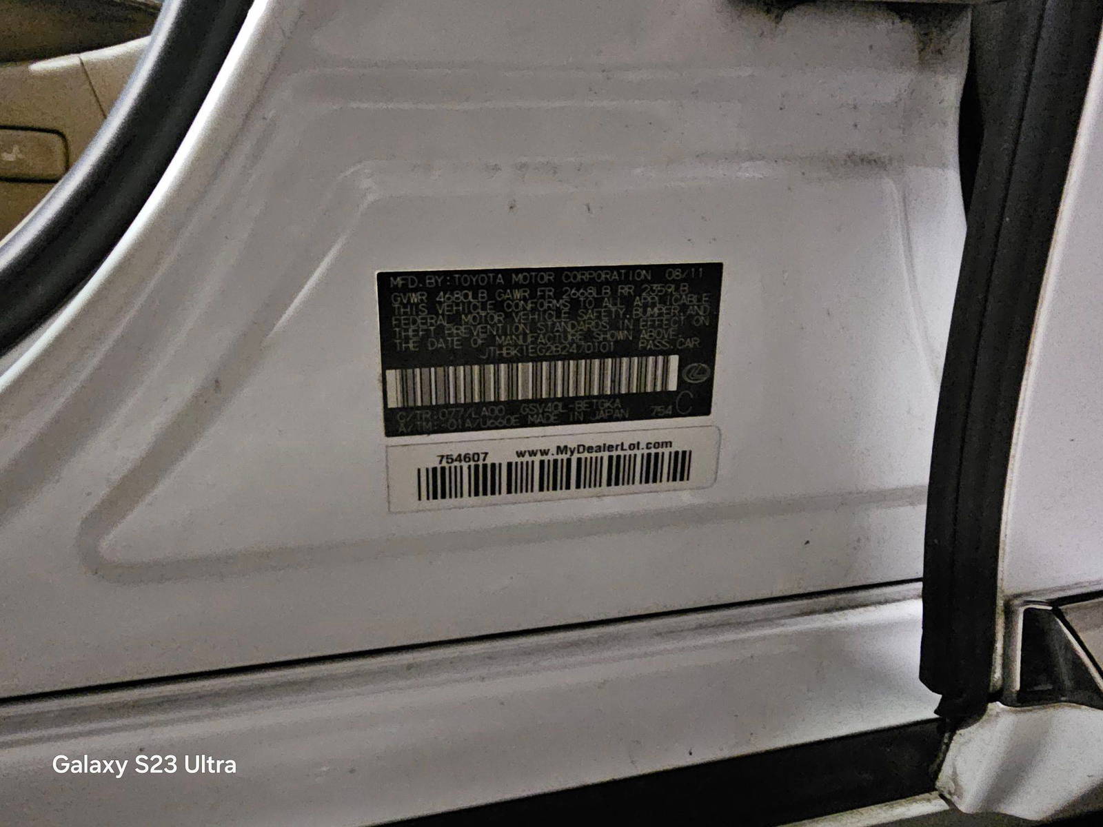 2011 LEXUS ES 350 — 196812 Miles — Lot B2470101 — Main - Marhaba Auctions Used Cars - Image 10