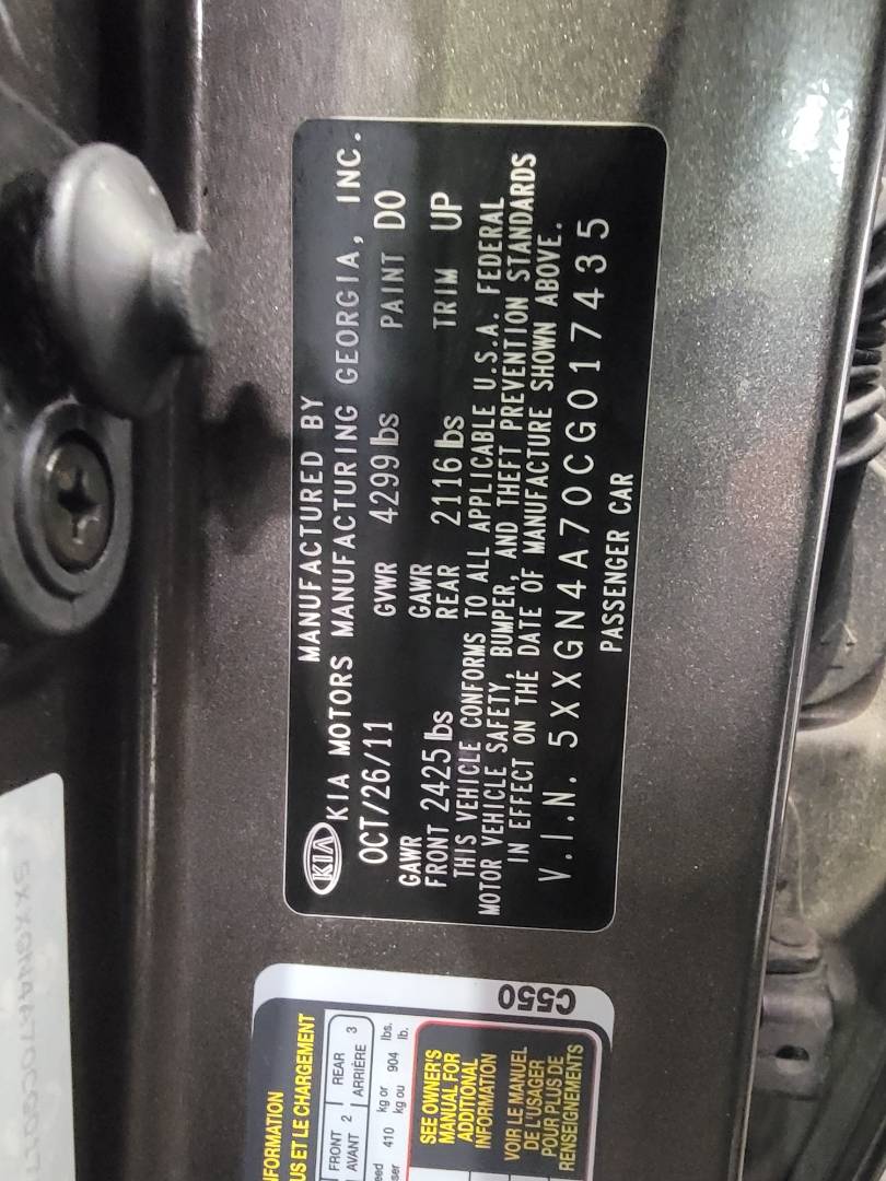 2012 KIA OPTIMA — 106976 Miles — Lot G017435 — Main - Marhaba Auctions Used Cars - Image 10