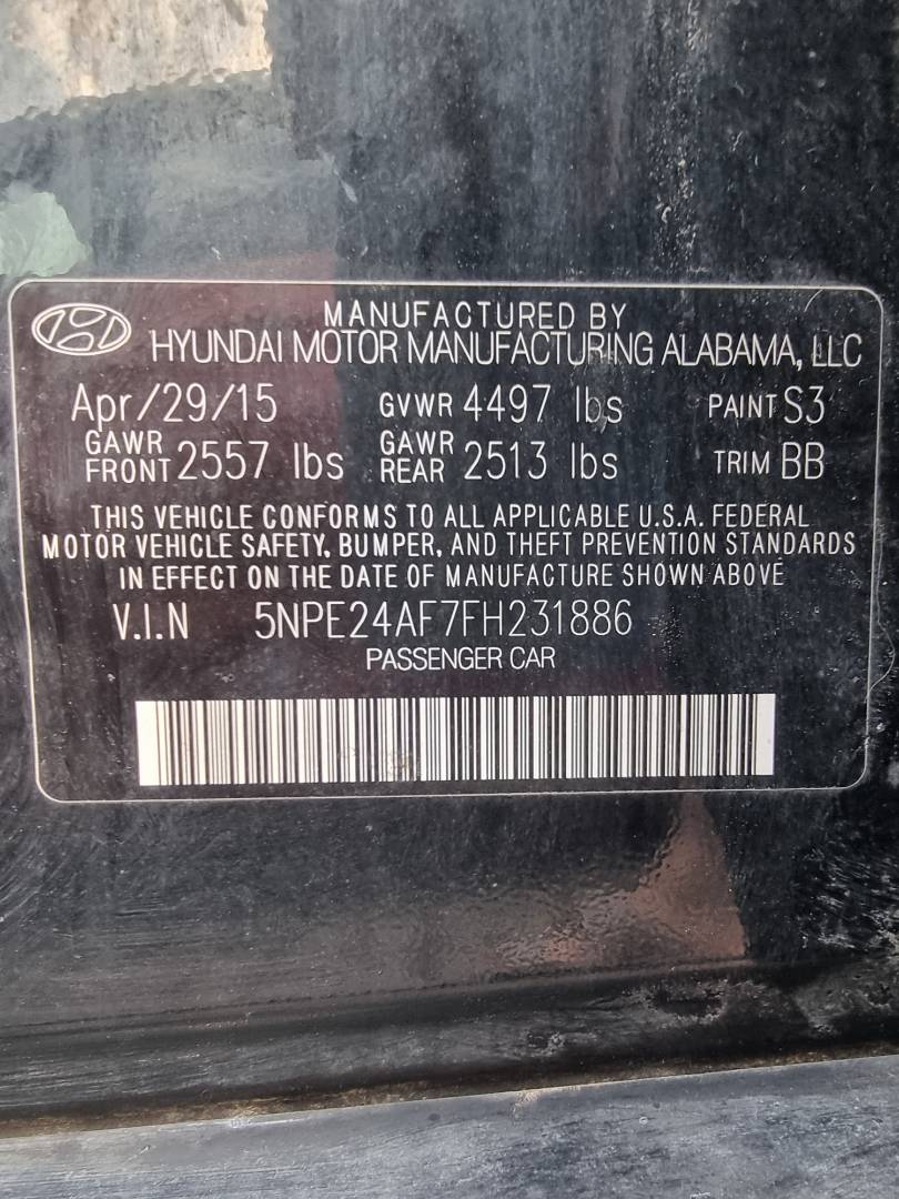 2015 HYUNDAI SONATA — 148297 Miles — Lot 125487 — Ind. 12 - Marhaba Auctions Used Cars - Image 9