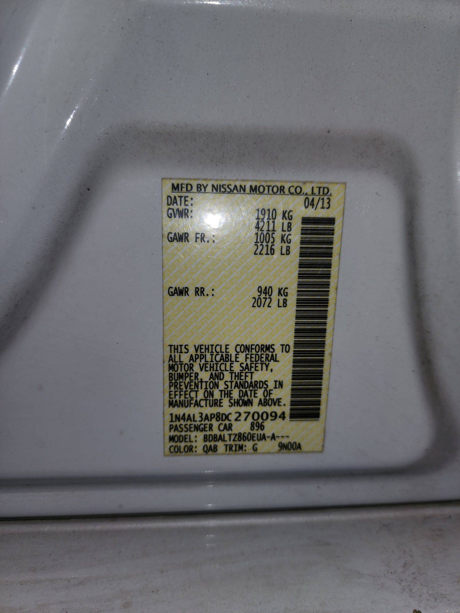 2013 NISSAN ALTIMA — 217682 Miles — Lot 55133074 — Souq - Marhaba Auctions Used Cars - Image 10