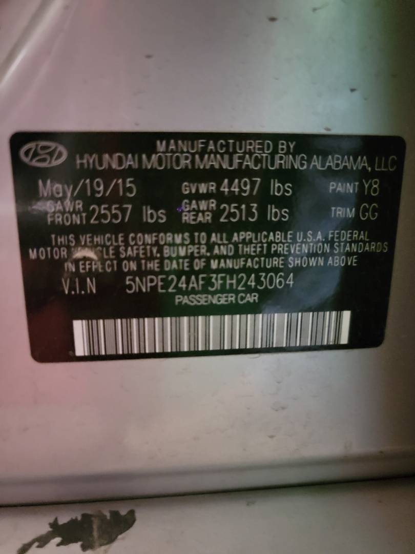 2015 HYUNDAI SONATA — 140457 Miles — Lot H243064 — Main - Marhaba Auctions Used Cars - Image 9