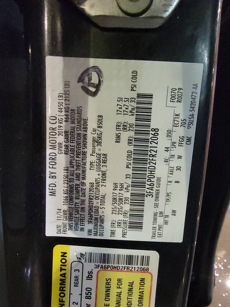 2015 FORD FUSION — 215196 Miles — Lot R212068 — Main - Marhaba Auctions Used Cars - Image 10