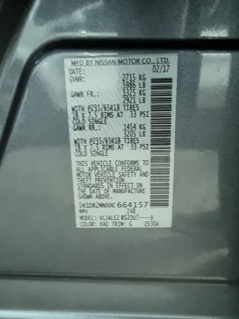 2017 NISSAN PATHFINDER — 122036 Miles — Lot 215478 — Souq - Marhaba Auctions Used Cars - Image 9
