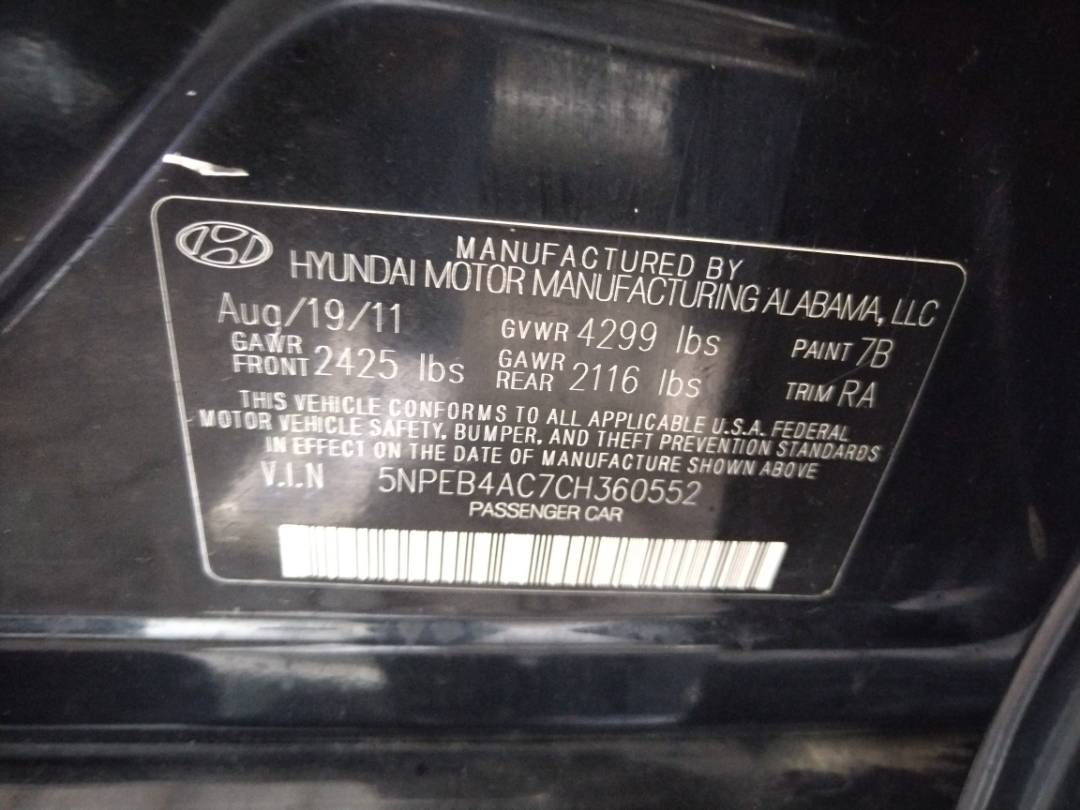2012 HYUNDAI SONATA — 128956 Miles — Lot 71214053 - Marhaba Auctions Used Cars - Image 12