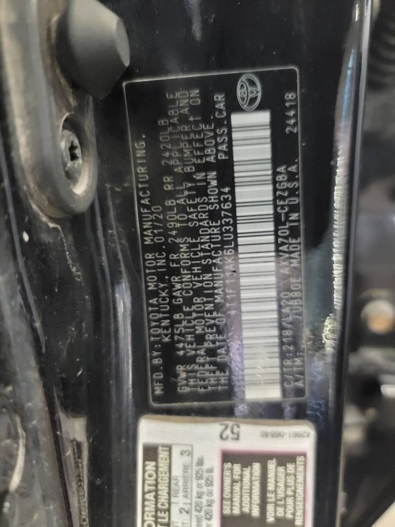 2020 TOYOTA CAMRY — 62538 Miles — Lot LU337634 — Main - Marhaba Auctions Used Cars - Image 10