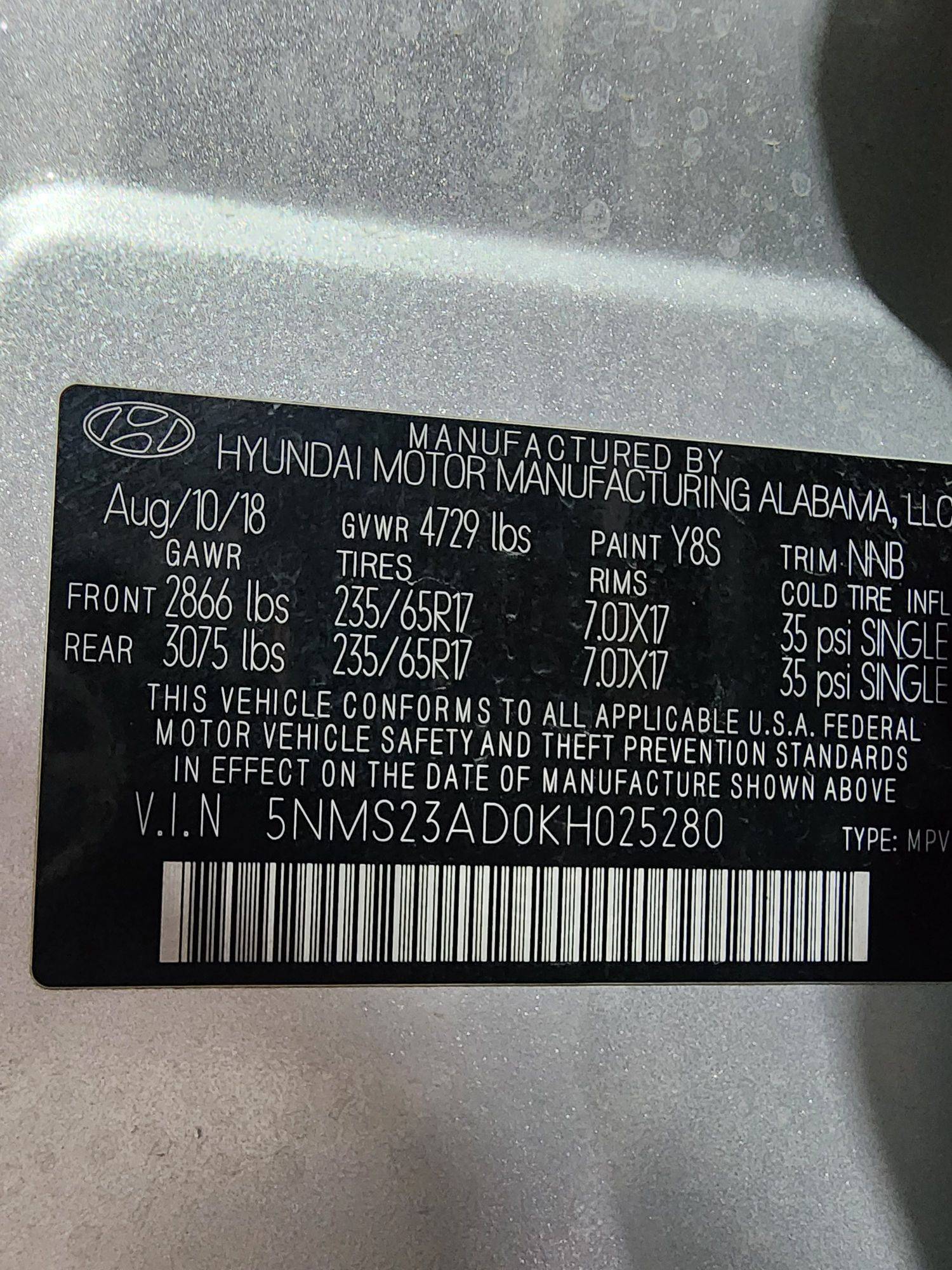 2019 HYUNDAI SANTA FE — 77832 Miles — Lot 73540194 — Al Quoz - Marhaba Auctions Used Cars - Image 11