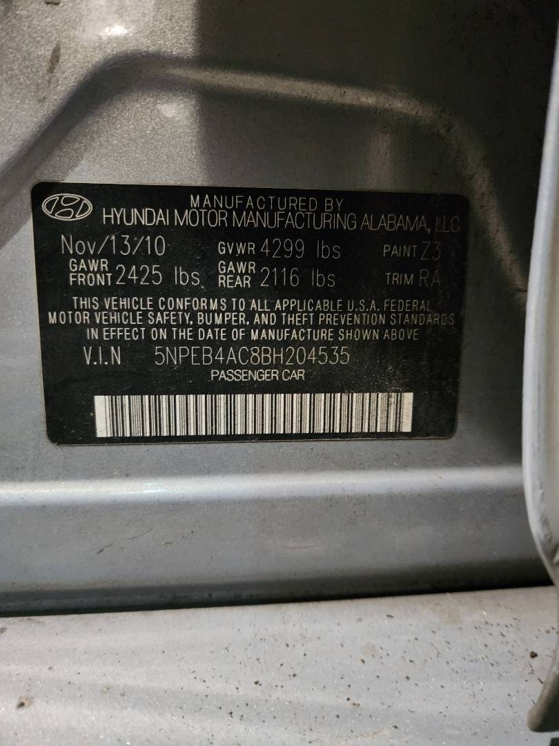 2011 HYUNDAI SONATA — 84000 Miles — Lot 204535 - Marhaba Auctions Used Cars - Image 3