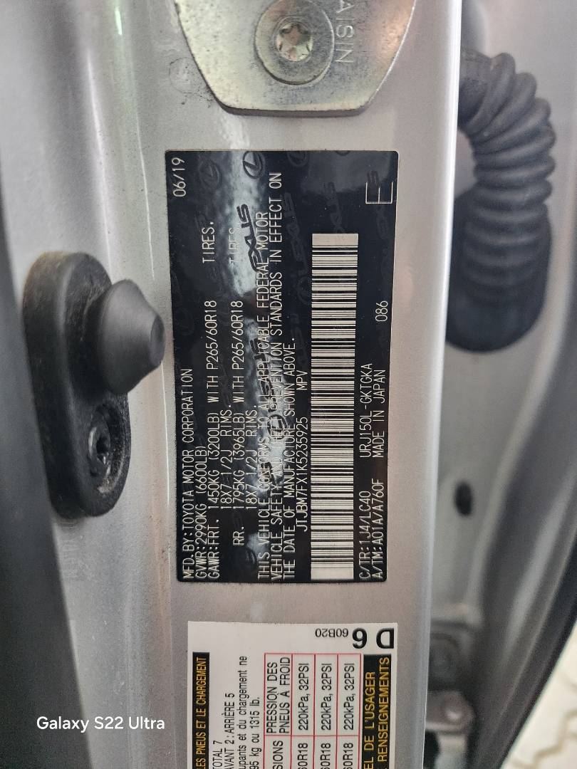 2019 LEXUS GX 460 — 109668 Miles — Lot 38859005 — Souq - Marhaba Auctions Used Cars - Image 8