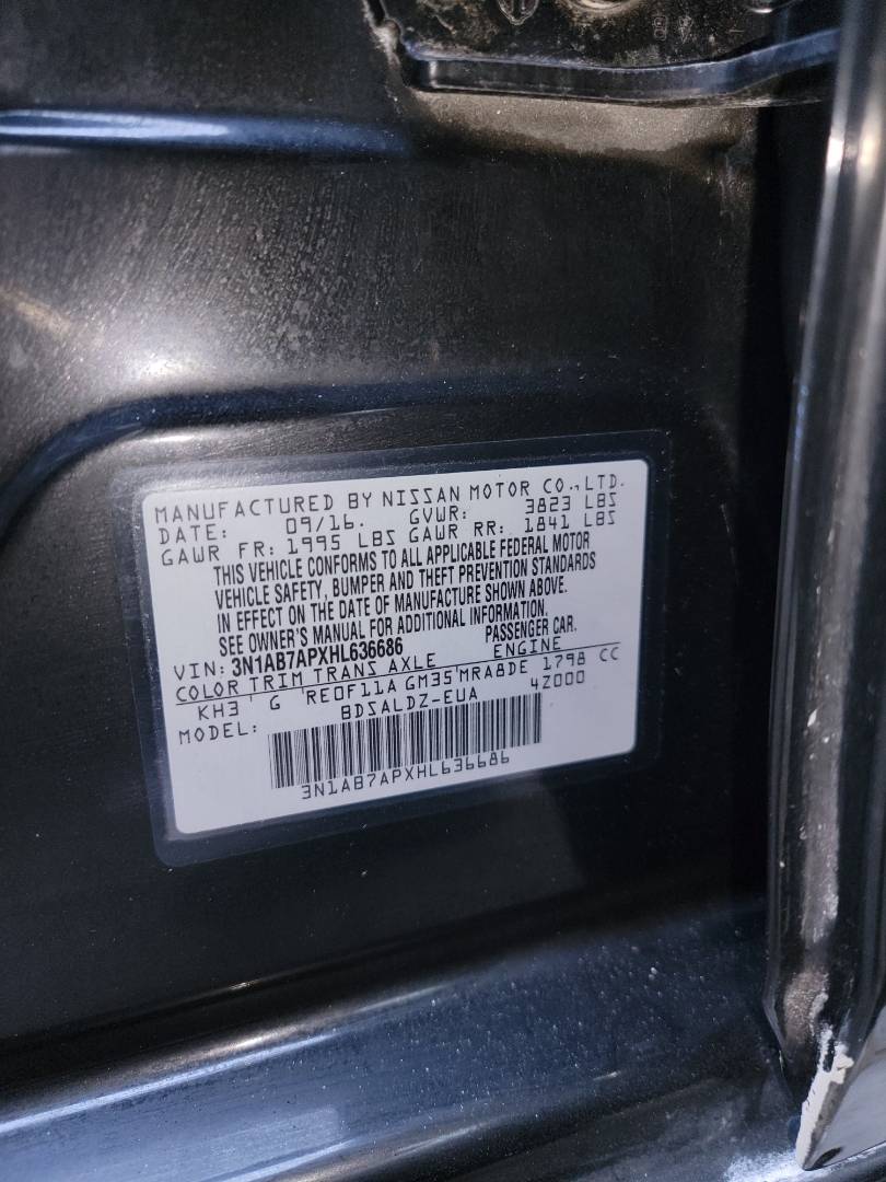 2017 NISSAN SENTRA — 215106 Miles — Lot 636686 — Main - Marhaba Auctions Used Cars - Image 9